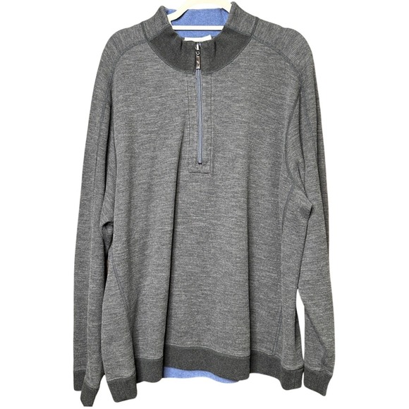 Tommy Bahama Other - Tommy Bahama Reversible Quarter Zip Pullover Men's Gray Blue Cotton Lyocell XL
